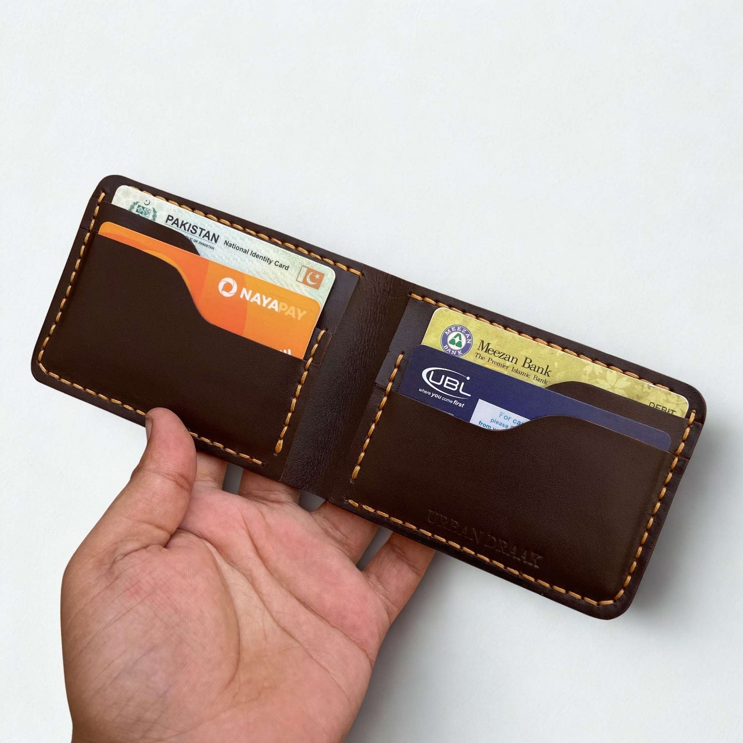 Urban Draak™ Slim Handmade Bifold Wallet – Premium Brown Leather
