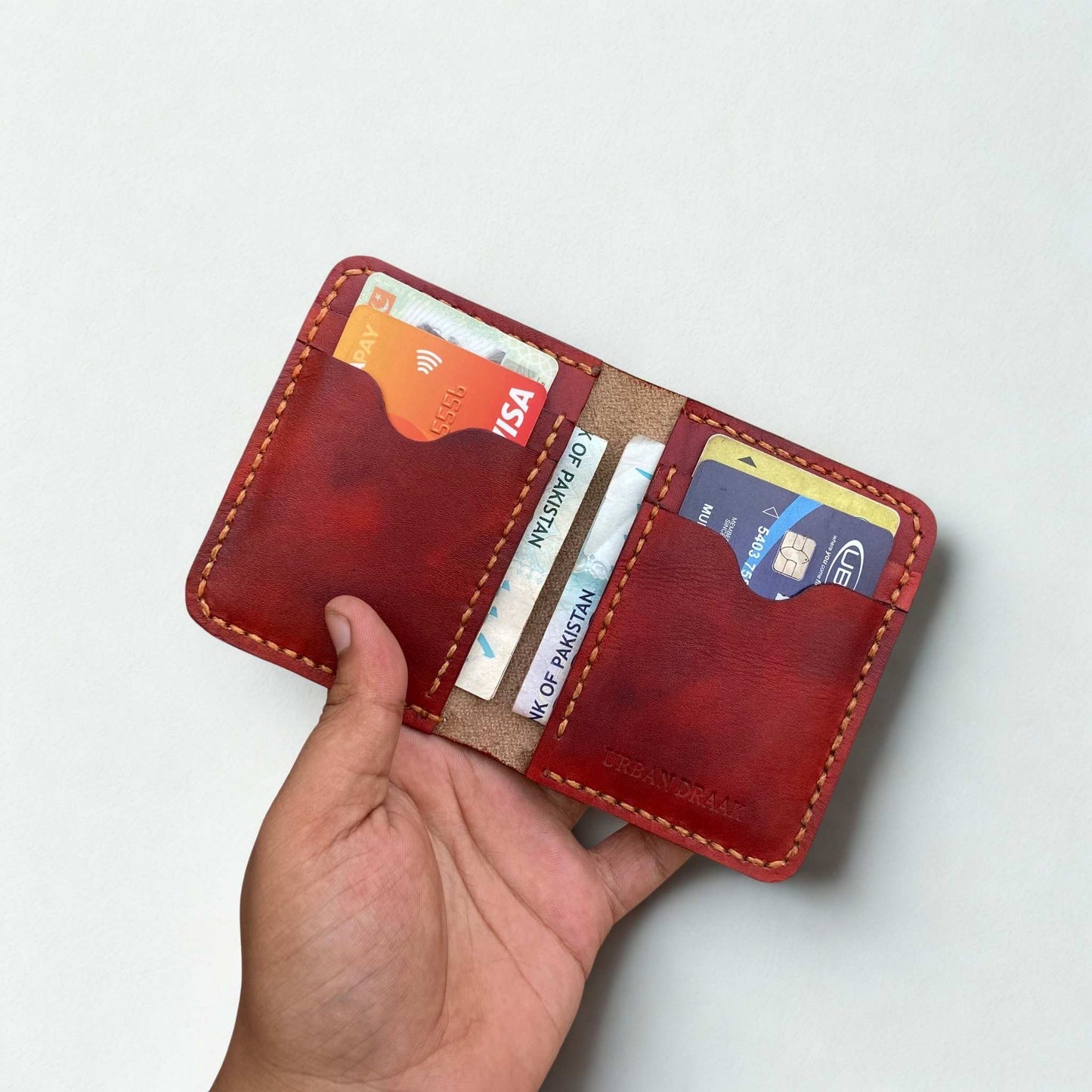 Urban Draak Handmade Leather Wallet – Hand-Stitched Minimalist Design