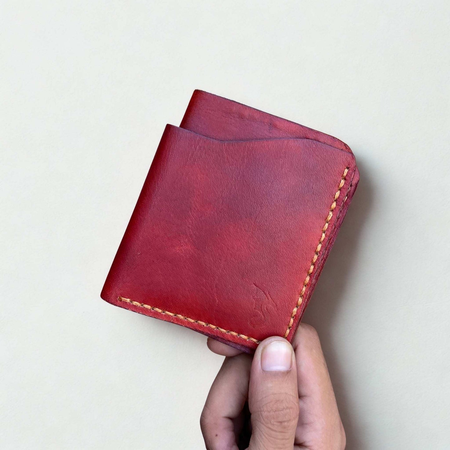 Urban Draak™ Signature Bifold Wallet – Handcrafted Red Leather Elegance