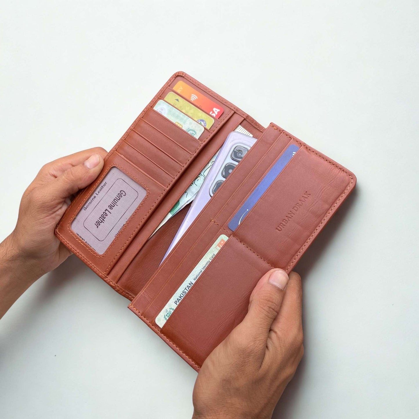 Urban Draak™ Long Leather Mobile Wallet – Multi-Card & Cash Organizer