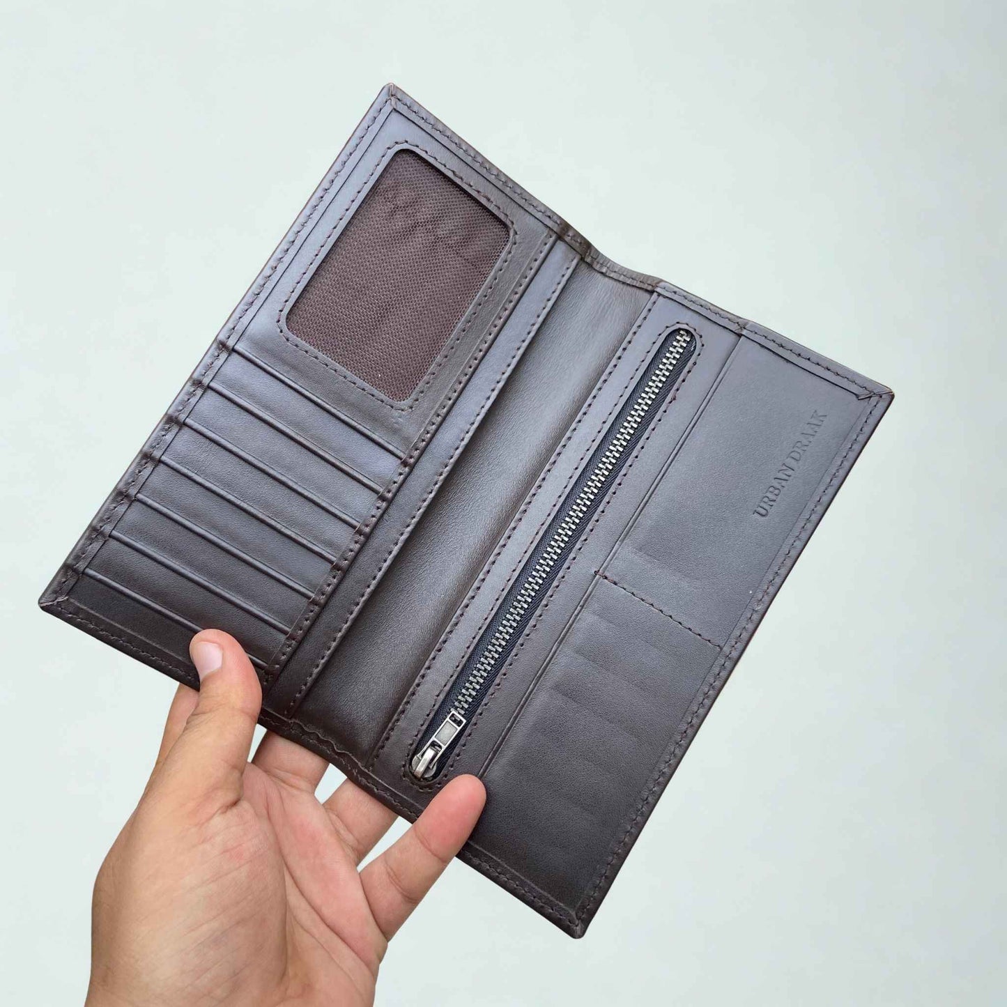 Urban Draak™ Long Zipper Leather Wallet – Multi-Card & Cash Organizer for Men