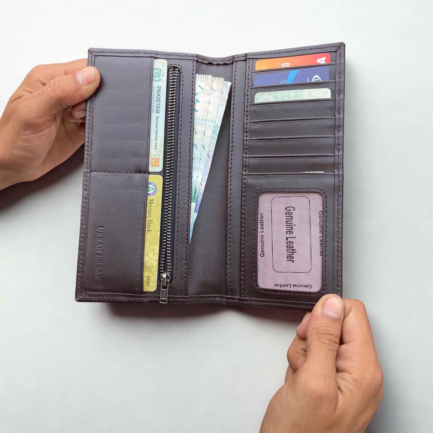 Urban Draak™ Long Zipper Leather Wallet – Multi-Card & Cash Organizer for Men