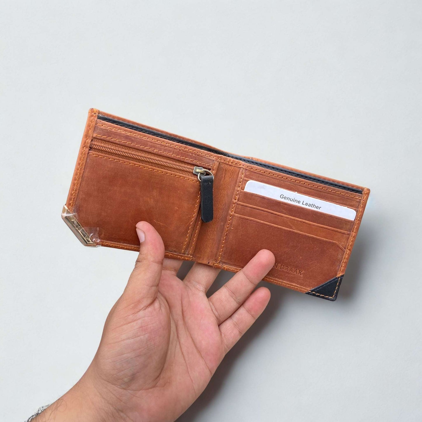 Urban Draak™ Classic Leather Wallet – Multi-Compartment with Coin Pocket & Metal Edge