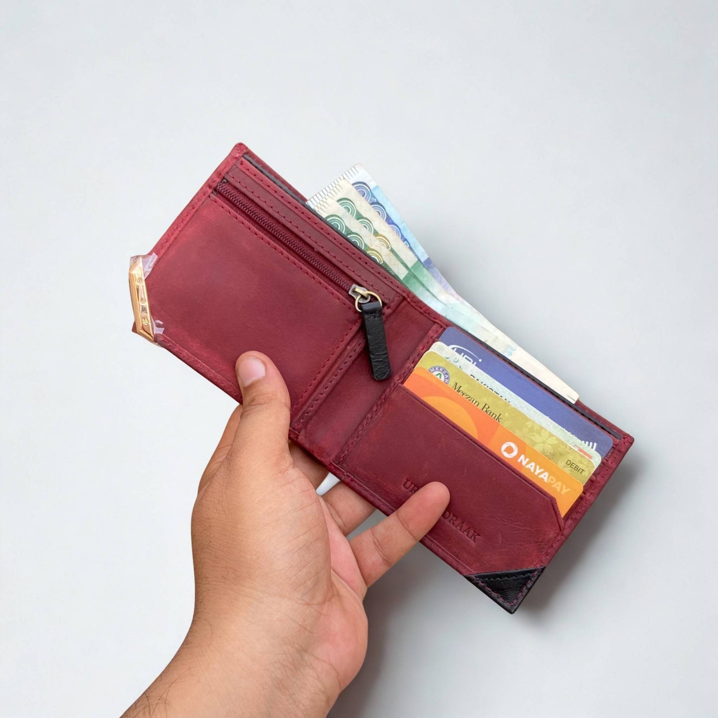Urban Draak™ Classic Leather Wallet – Multi-Compartment with Coin Pocket & Metal Edge