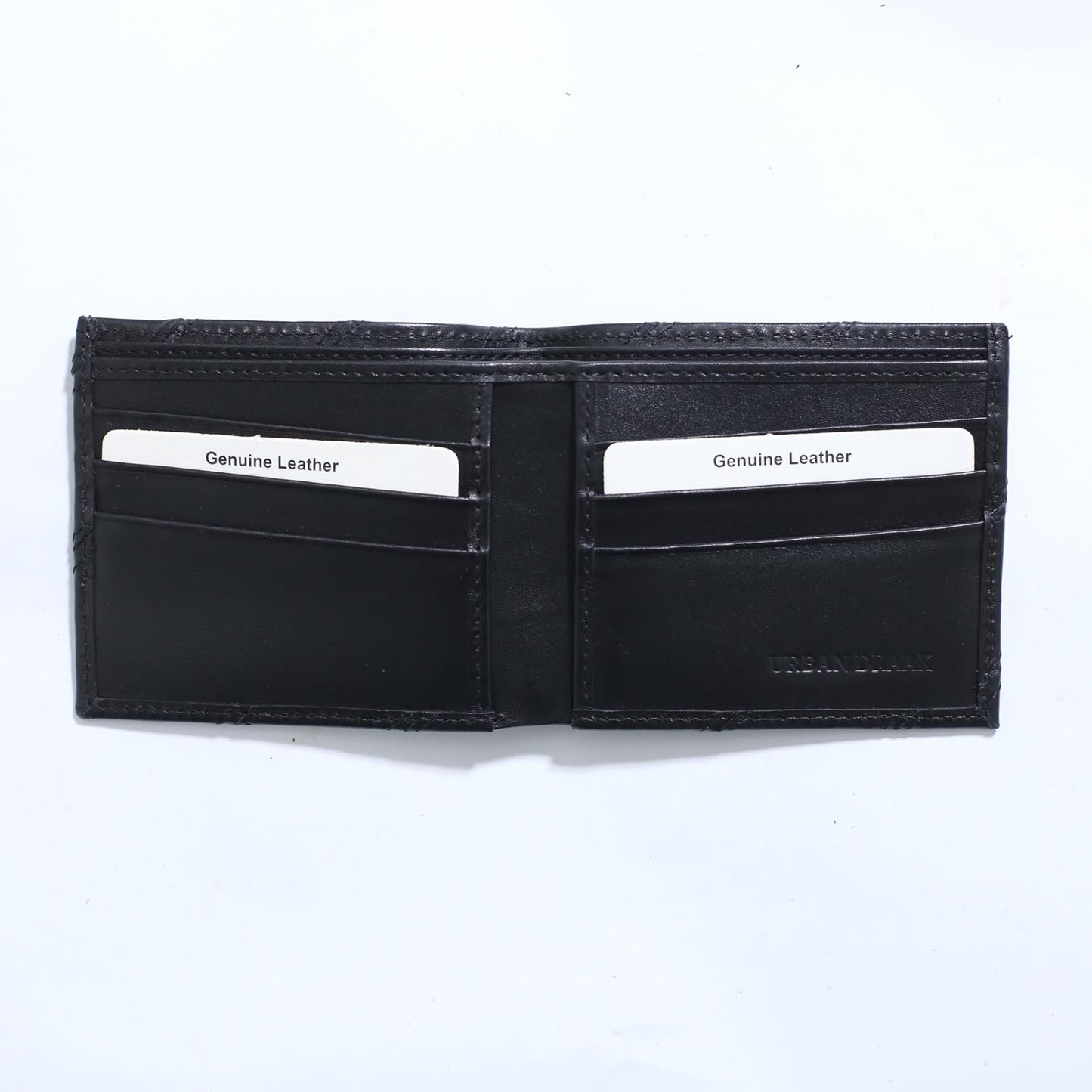 Urban Draak™ Diagonal Stitch Leather Wallet – Slim Bifold with Card Organizer