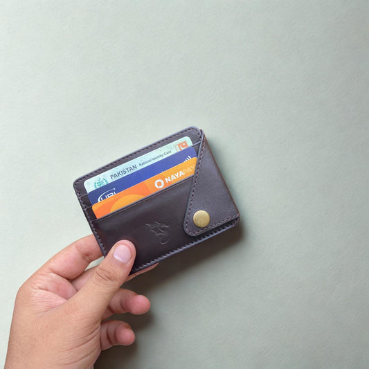 Urban Draak™ Slim Leather Card Holder – Compact Design with Snap Button Closure