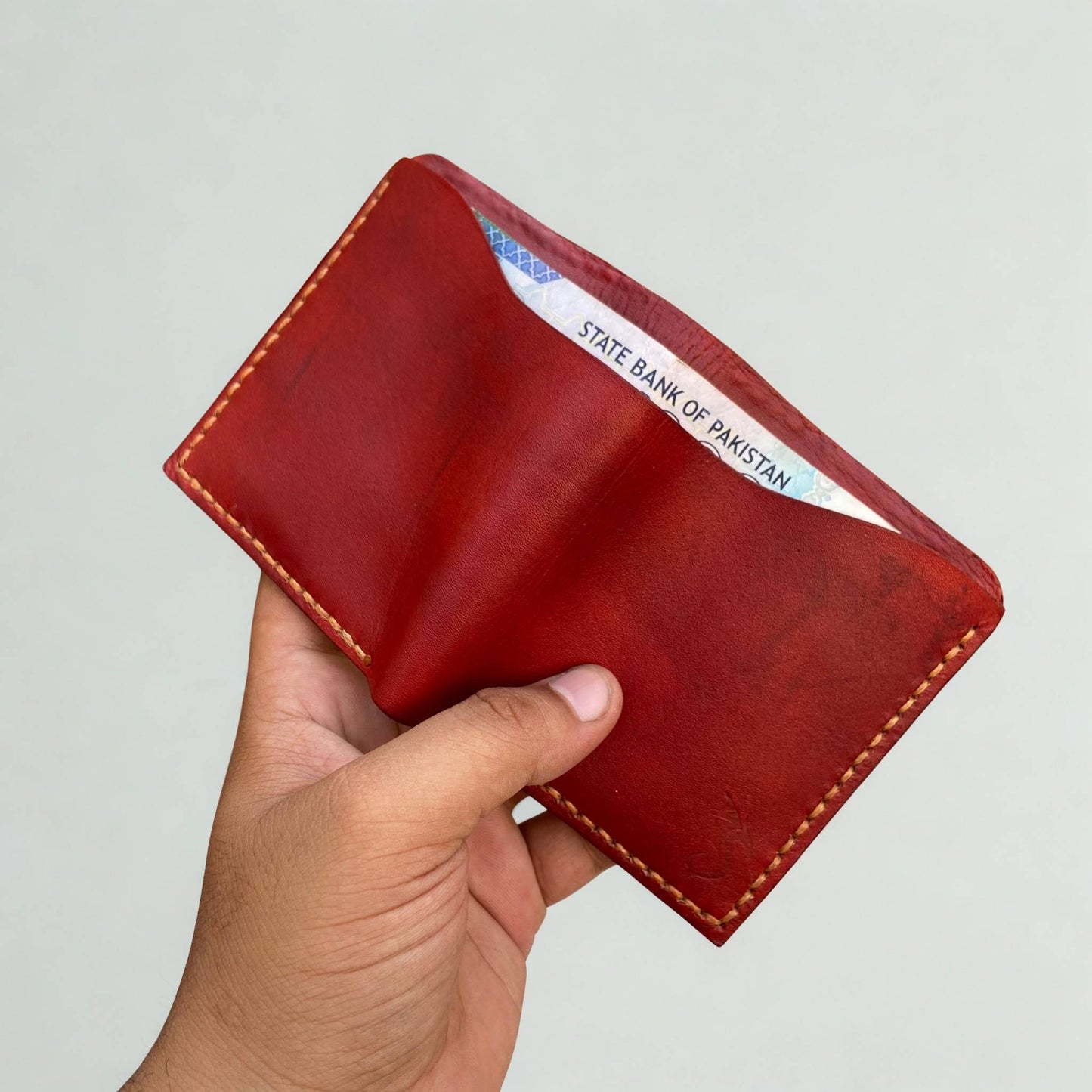 Urban Draak™ Signature Bifold Wallet – Handcrafted Red Leather Elegance