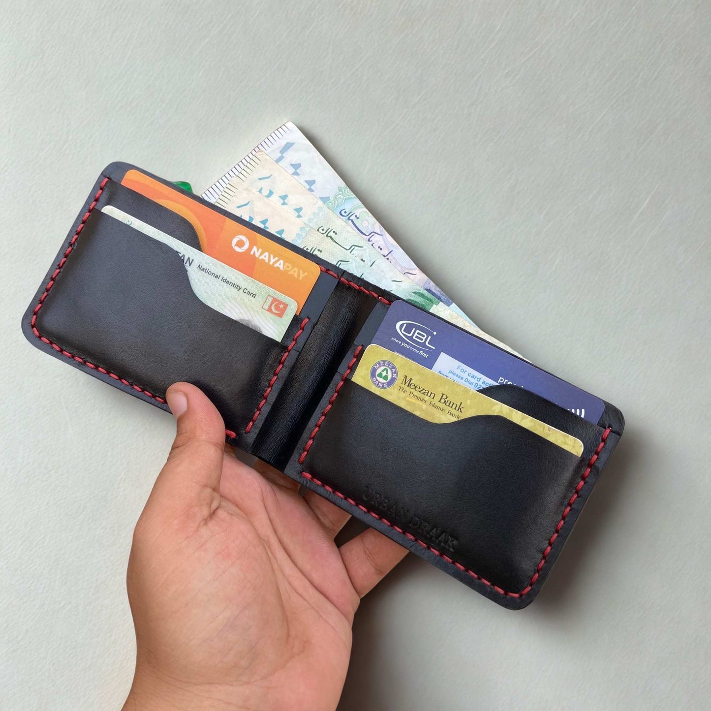 Urban Draak™ Slim Handmade Bifold Wallet – Premium Brown Leather