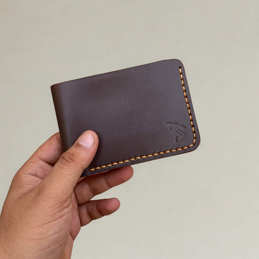 Urban Draak™ Slim Handmade Bifold Wallet – Premium Brown Leather