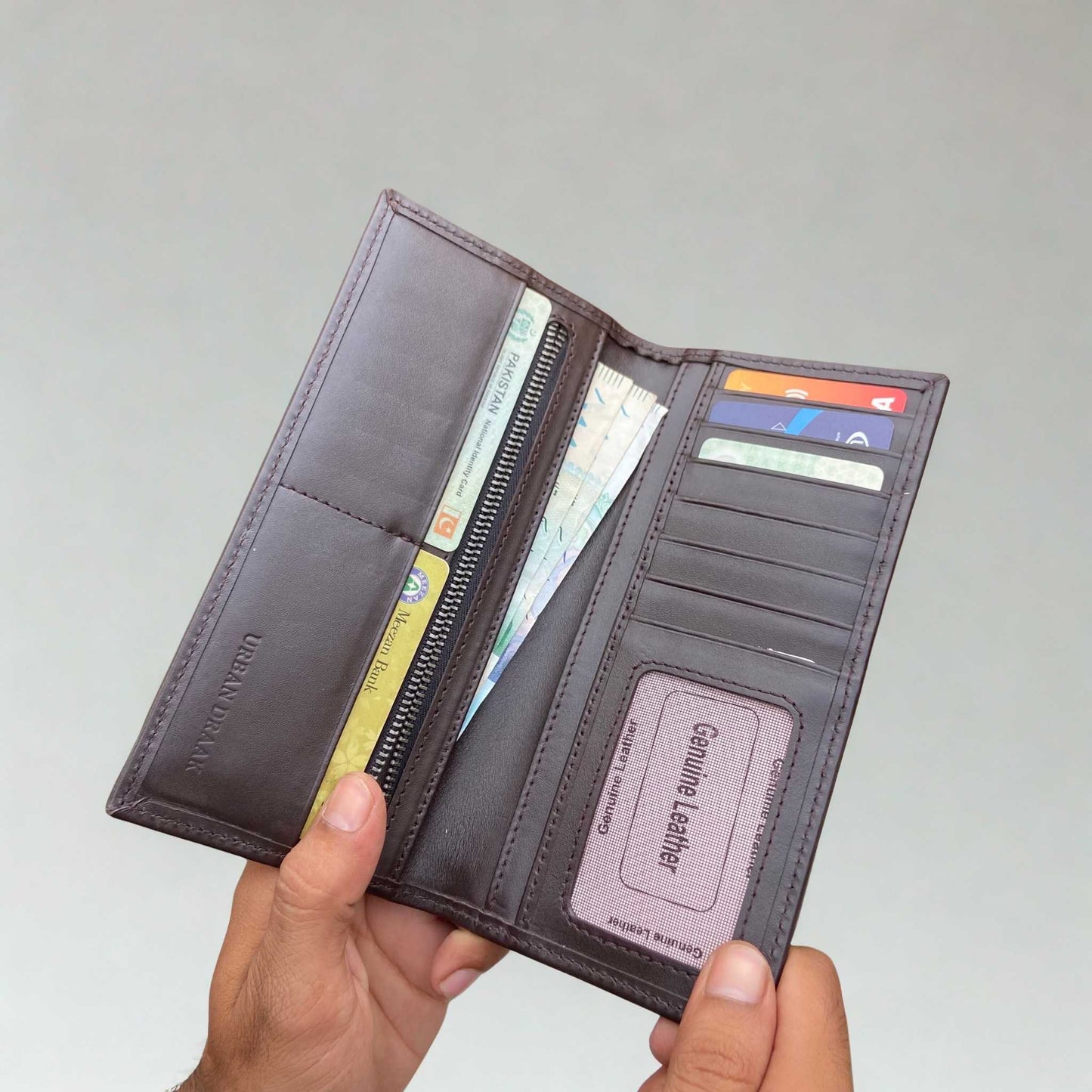 Urban Draak™ Long Zipper Leather Wallet – Multi-Card & Cash Organizer for Men