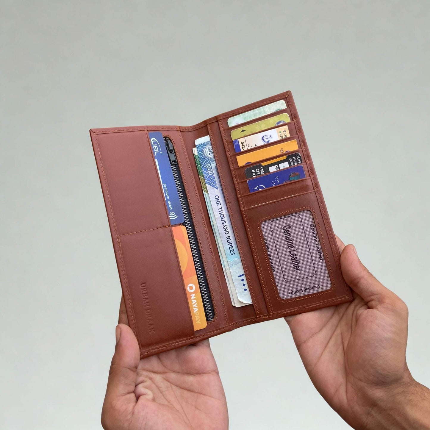 Urban Draak™ Long Zipper Leather Wallet – Multi-Card & Cash Organizer for Men