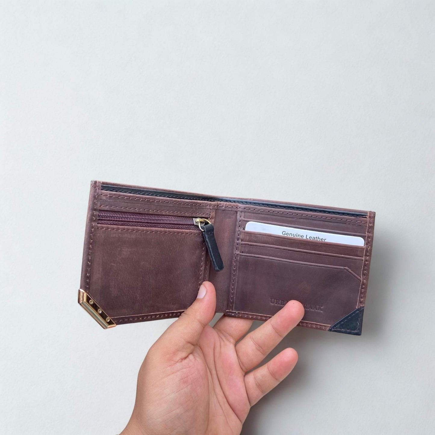 Urban Draak™ Classic Leather Wallet – Multi-Compartment with Coin Pocket & Metal Edge