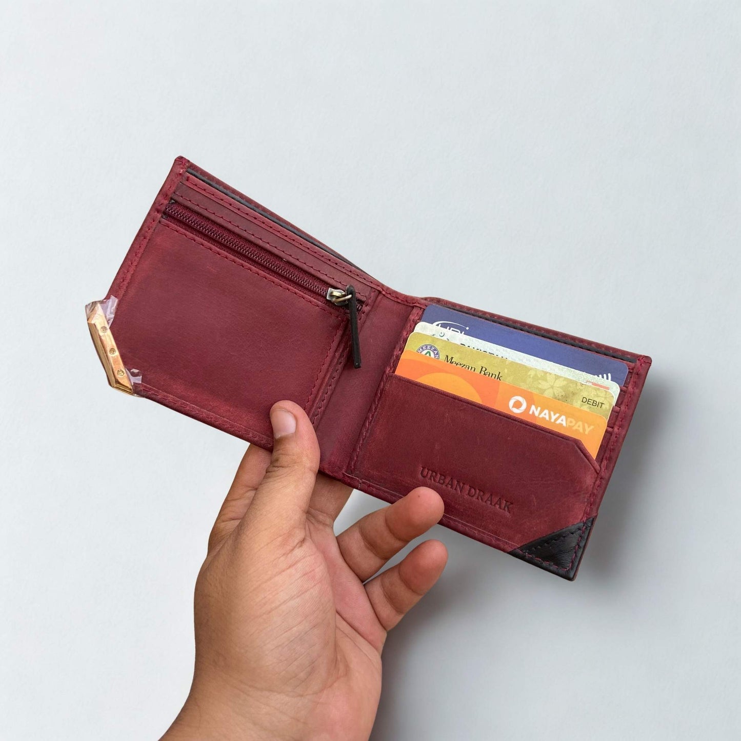 Urban Draak™ Classic Leather Wallet – Multi-Compartment with Coin Pocket & Metal Edge
